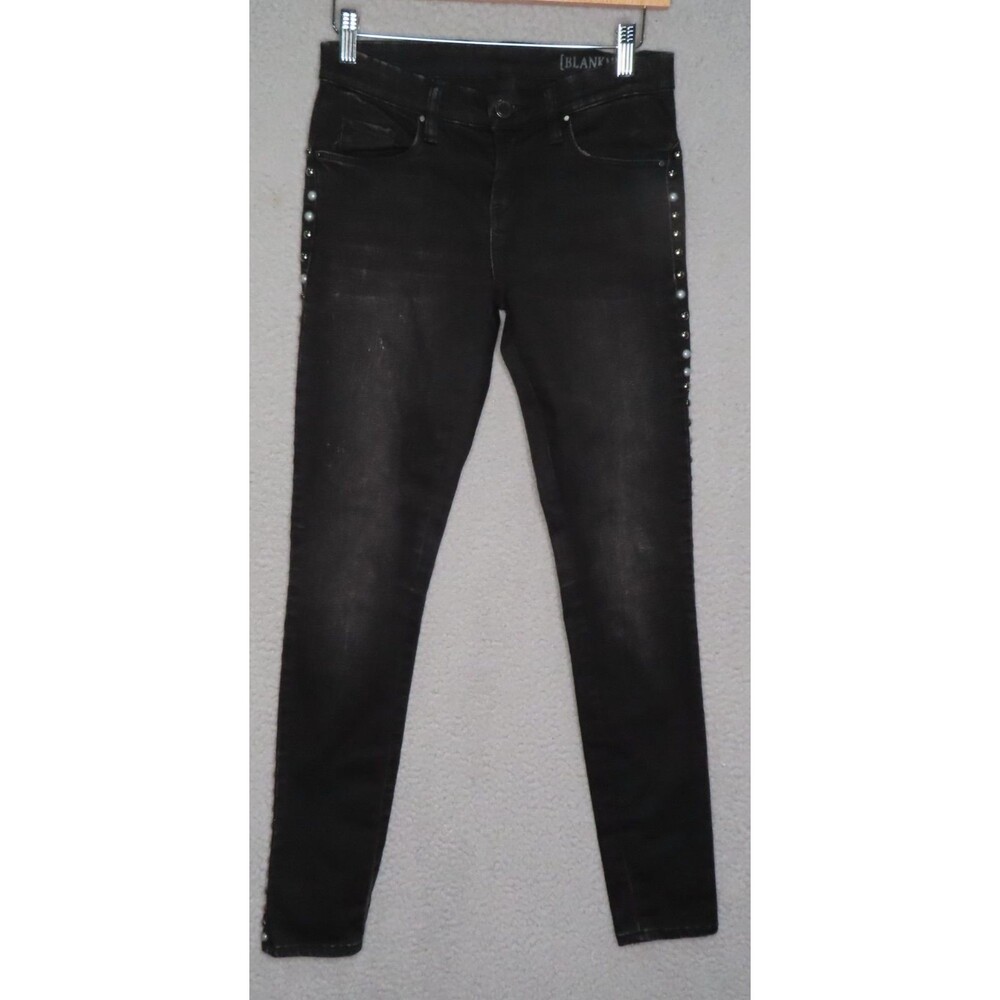 Blank NYC Jeans Women 26 Black Denim Classic Skinny Leg Mid Rise Stretch Studded